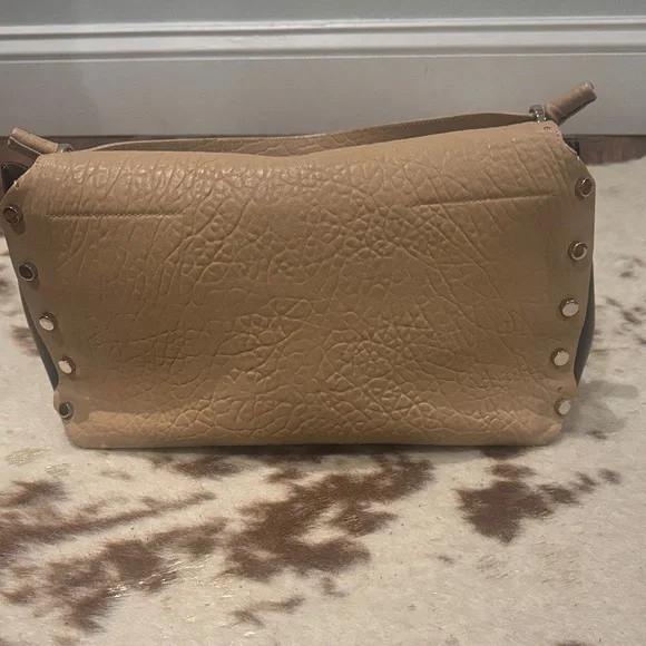 Jimmy Choo Leather Shoulder Bag | Beige & Black | Silver Hardware - Picture 16 of 16